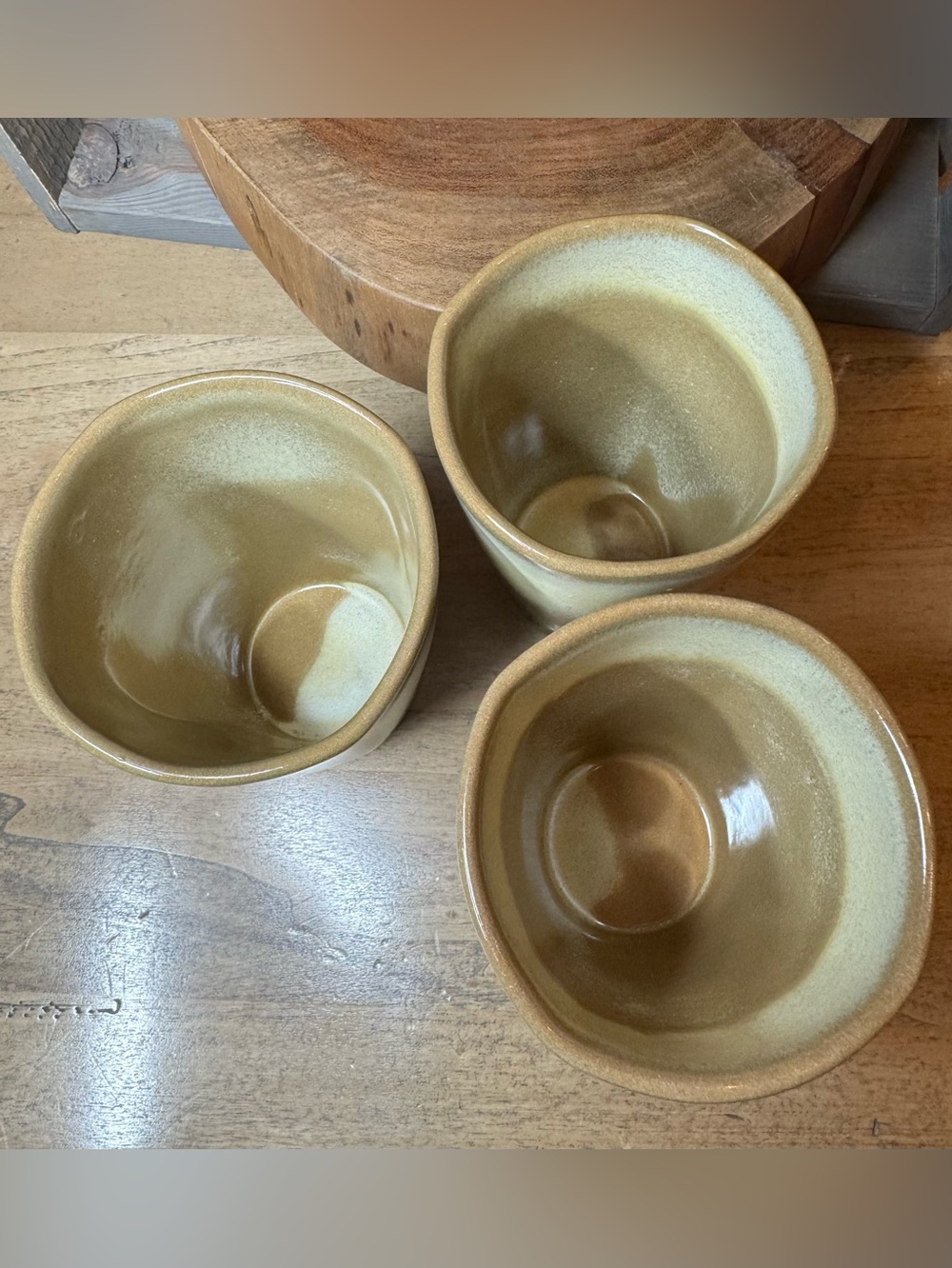 Set of 3 Frankoma Pottery 5L (12oz.) Tumblers - Plainsman Brown